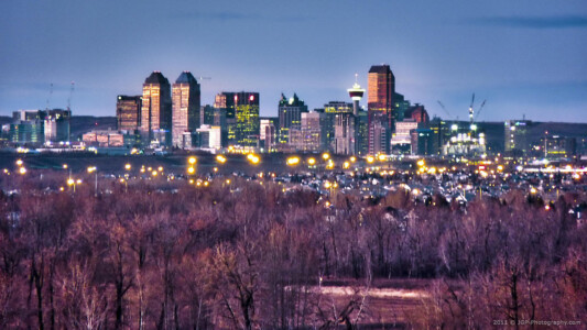 Downtown Calgary at sunset